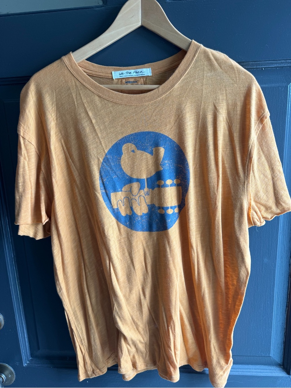 We The Free Orange Graphic Tee with Blue Guitar Bear